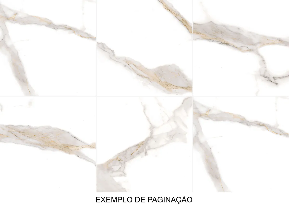 Exemplo de paginação do Polazzo 57x57: composição de 6 peças assentadas (imagem do fabricante)